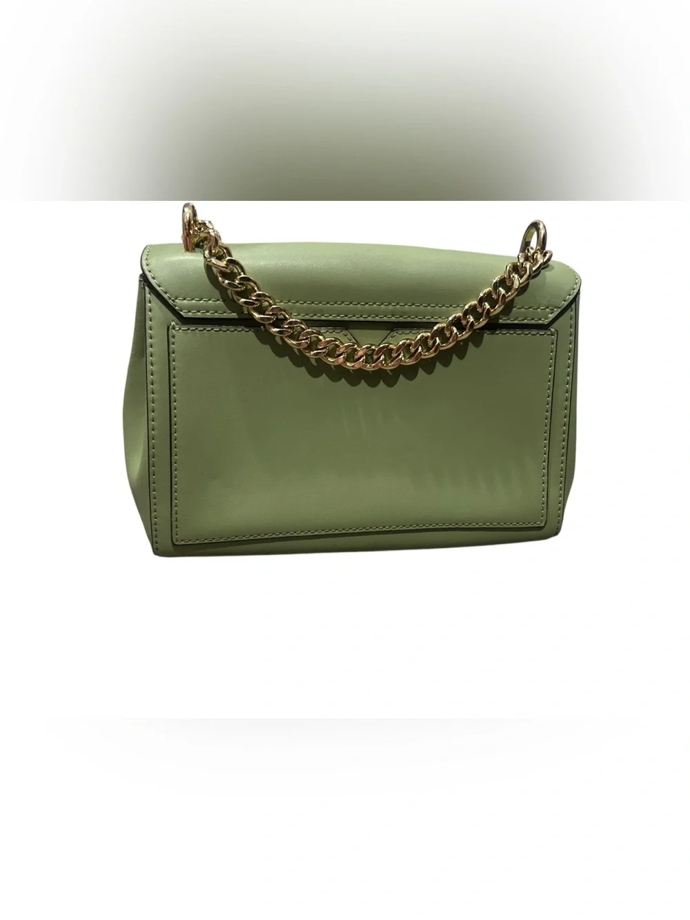Michael Kors Sage Green Leather Shoulder Bag with Gold Hardware